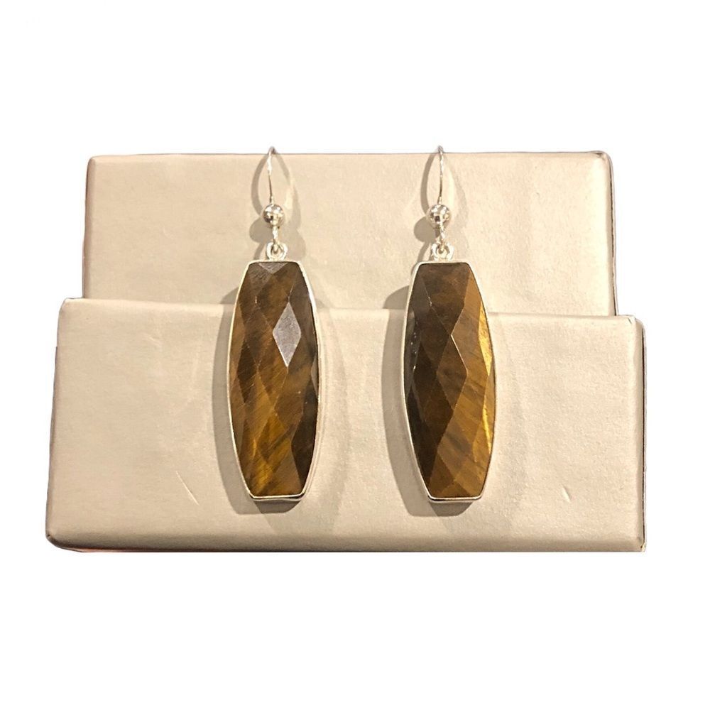 JAY KING DTR Faceted Tigers Eye Sterling Silver 925 Earrings